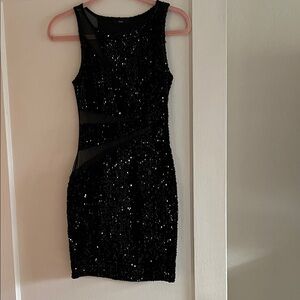 Elegant Black Sequin Mini Dress